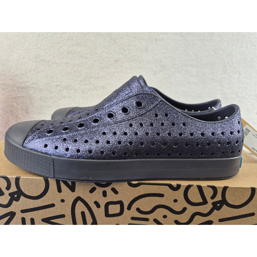Native Shoes Jefferson Bling Onyx Glitter Slip On Men 8 Women 10 11100112-1142